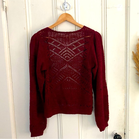 Free People | Dark Red Knit Cardigan - Picture 5 of 6